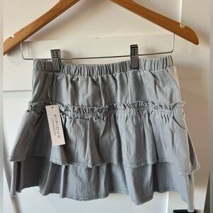 kirious Los Angeles Ruffled Cotton Skirt Size Small Bluish Gray Ruffles NWT
